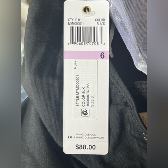 NWT Anne Cole Women's Standard Twist Front Shirred One Piece Swimsuit Sz 6 - Picture 9 of 9